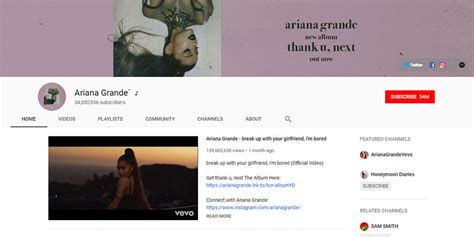 ariana grande youtube channel.